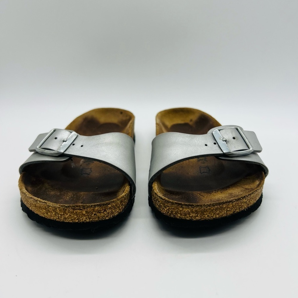 Birkenstock Silver and Brown Slip On Sandals Size Women’s 7 Men’s 5